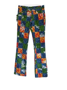 Loudmouth Golf Patchwork Madras Multi Color Cotton Trousers Pants Size 2 NEW